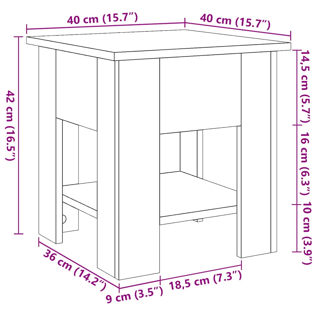 Salontafel 40x40x42 cm bewerkt hout oud houtkleurig is nu te koop bij PeponiXL, paradijselijk wonen!