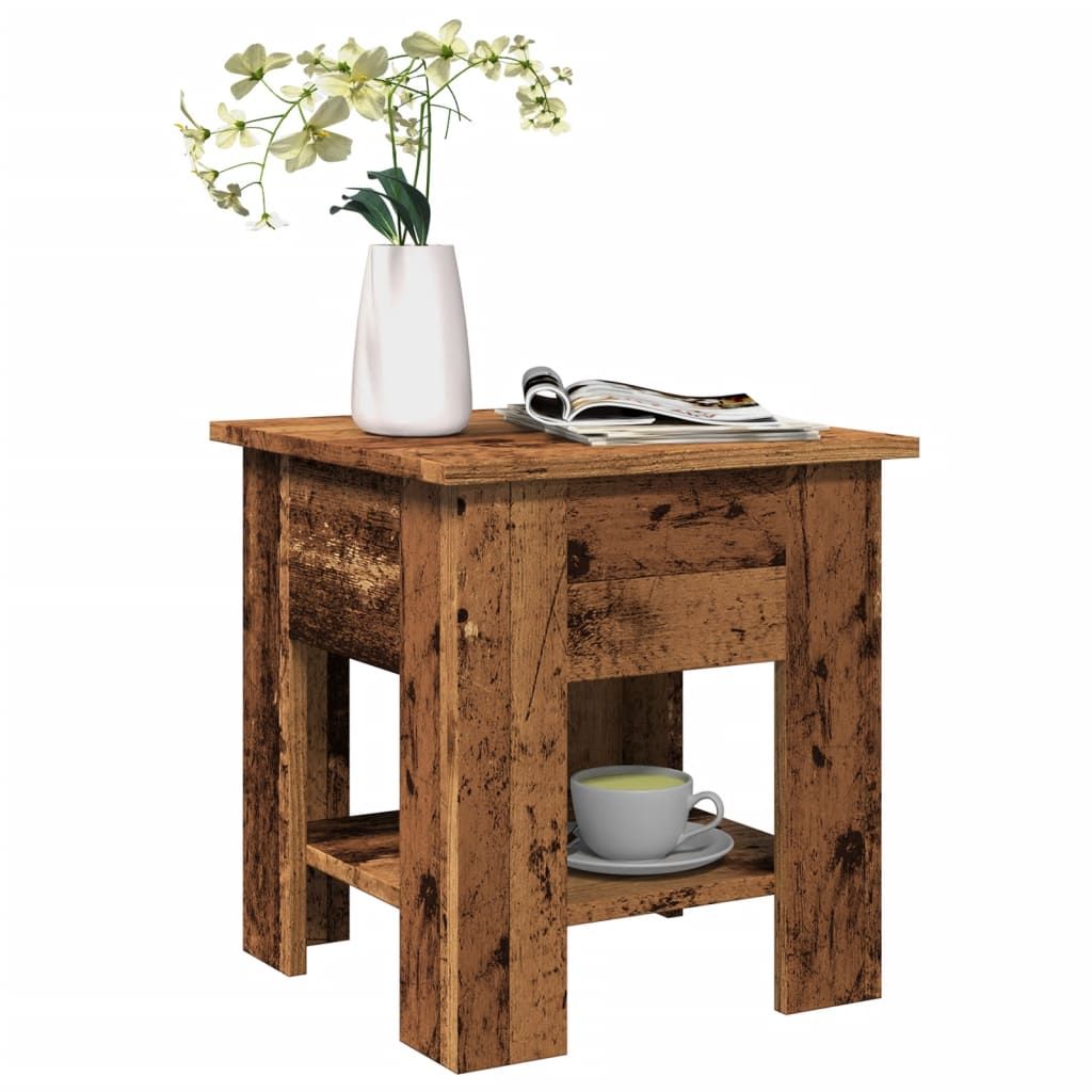 Salontafel 40x40x42 cm bewerkt hout oud houtkleurig is nu te koop bij PeponiXL, paradijselijk wonen!