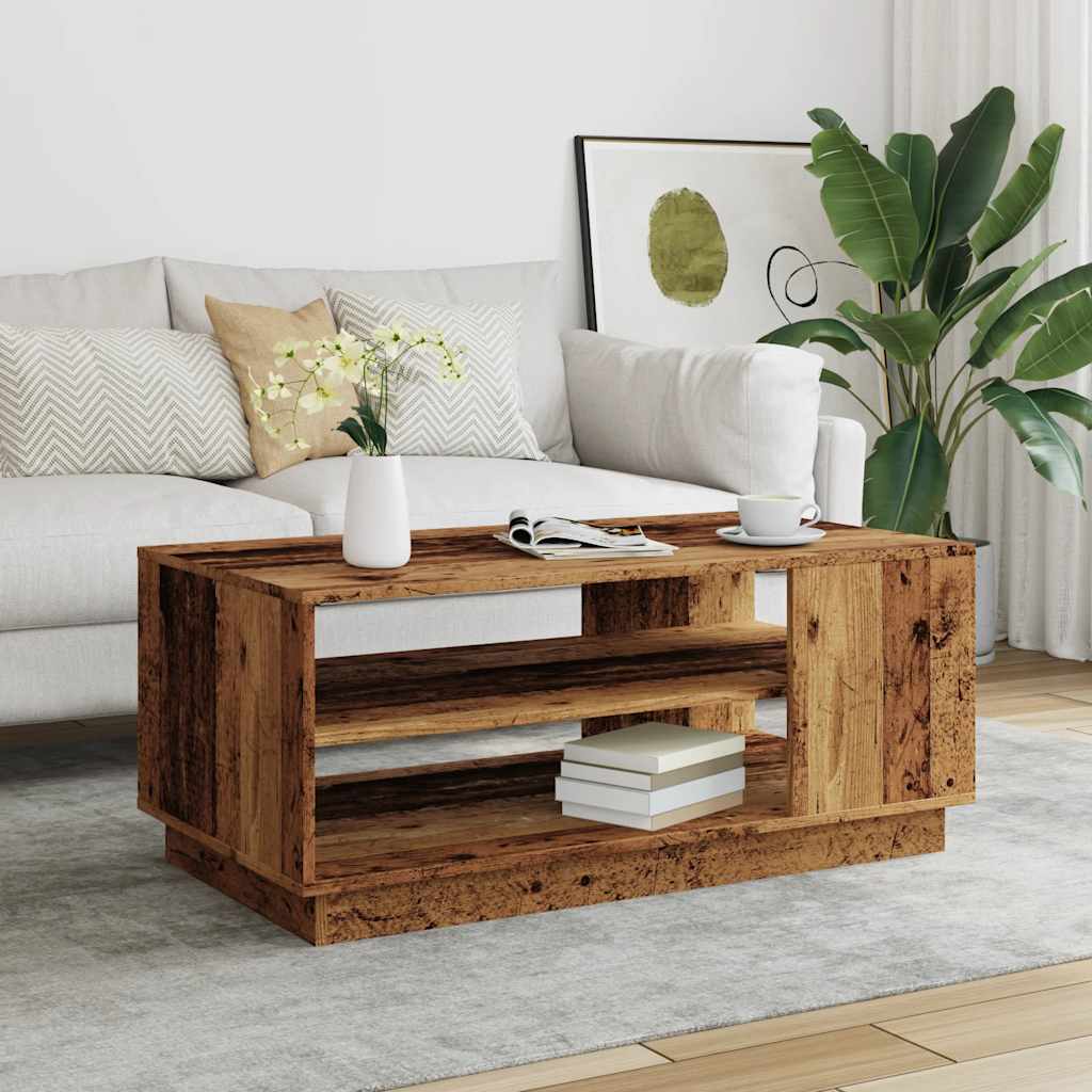 Salontafel 102x55x43 cm bewerkt hout oud houtkleurig is nu te koop bij PeponiXL, paradijselijk wonen!