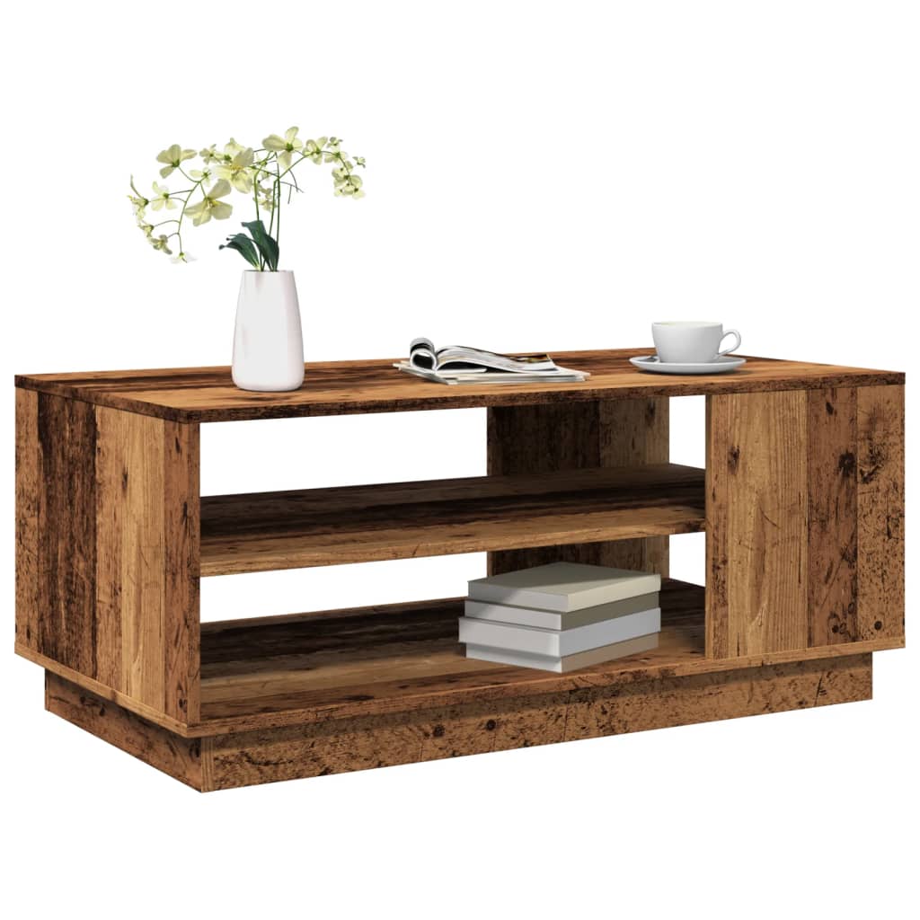 Salontafel 102x55x43 cm bewerkt hout oud houtkleurig is nu te koop bij PeponiXL, paradijselijk wonen!