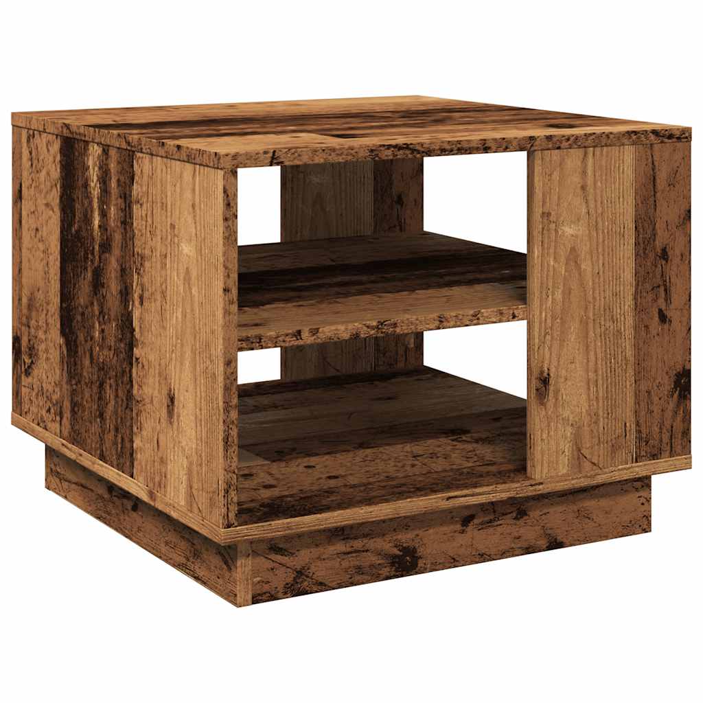 Salontafel 55x55x42 cm bewerkt hout oud houtkleurig is nu te koop bij PeponiXL, paradijselijk wonen!