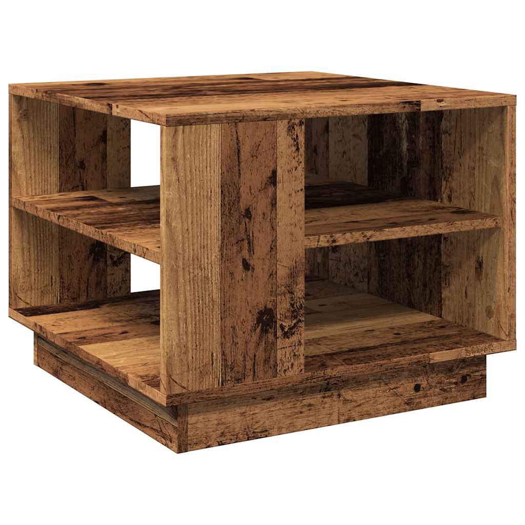 Salontafel 55x55x42 cm bewerkt hout oud houtkleurig is nu te koop bij PeponiXL, paradijselijk wonen!