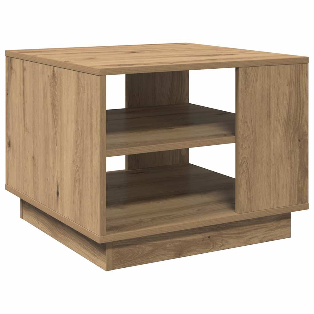 Salontafel 55x55x42 cm bewerkt hout artisanaal eikenkleurig is nu te koop bij PeponiXL, paradijselijk wonen!