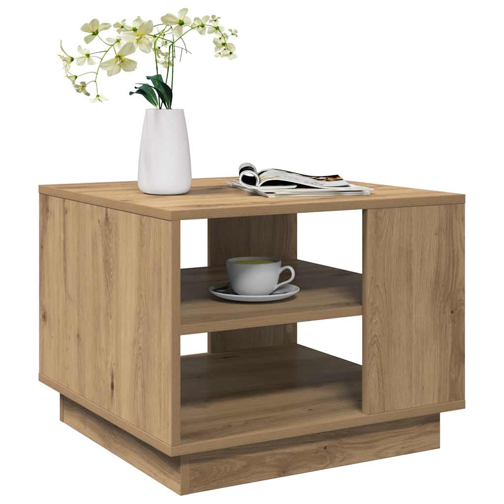 Salontafel 55x55x42 cm bewerkt hout artisanaal eikenkleurig is nu te koop bij PeponiXL, paradijselijk wonen!