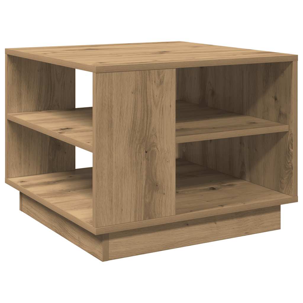 Salontafel 55x55x42 cm bewerkt hout artisanaal eikenkleurig is nu te koop bij PeponiXL, paradijselijk wonen!