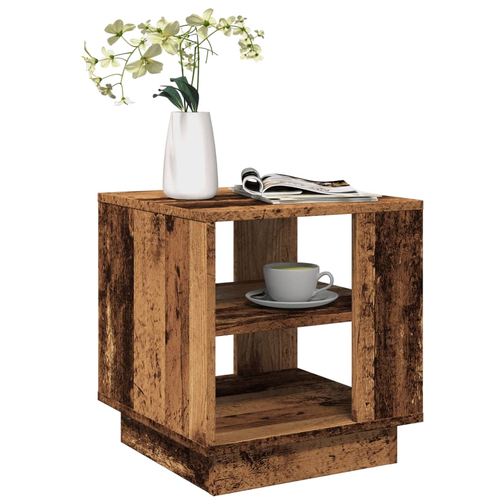Salontafel 40x40x43 cm bewerkt hout oud houtkleurig is nu te koop bij PeponiXL, paradijselijk wonen!