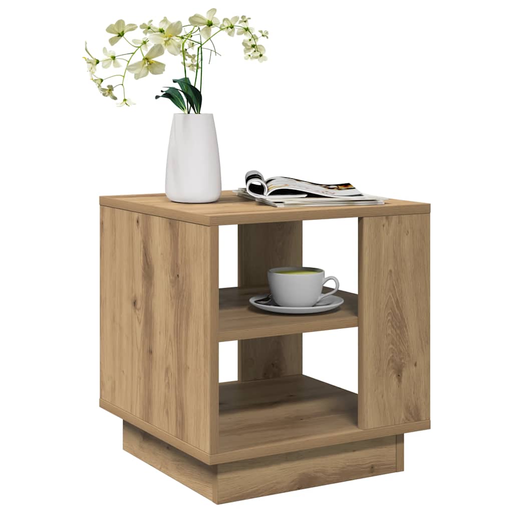 Salontafel 40x40x43 cm bewerkt hout artisanaal eikenkleurig is nu te koop bij PeponiXL, paradijselijk wonen!