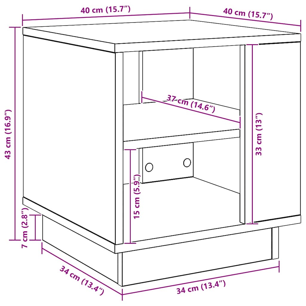Salontafel 40x40x43 cm bewerkt hout artisanaal eikenkleurig is nu te koop bij PeponiXL, paradijselijk wonen!