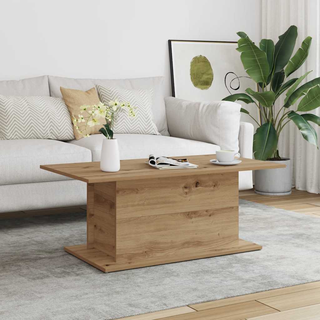Salontafel 102x55,5x40 cm bewerkt hout artisanaal eikenkleur is nu te koop bij PeponiXL, paradijselijk wonen!
