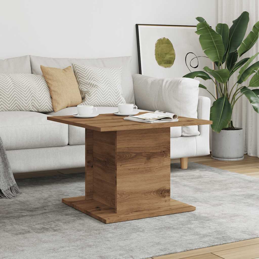 Salontafel 55,5x55,5x40 cm bewerkt hout artisanaal eikenkleur is nu te koop bij PeponiXL, paradijselijk wonen!
