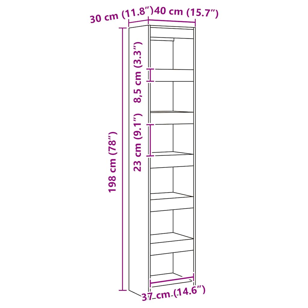 Boekenkast/kamerscherm 40x30x198 cm artisanaal eikenkleur is nu te koop bij PeponiXL, paradijselijk wonen!