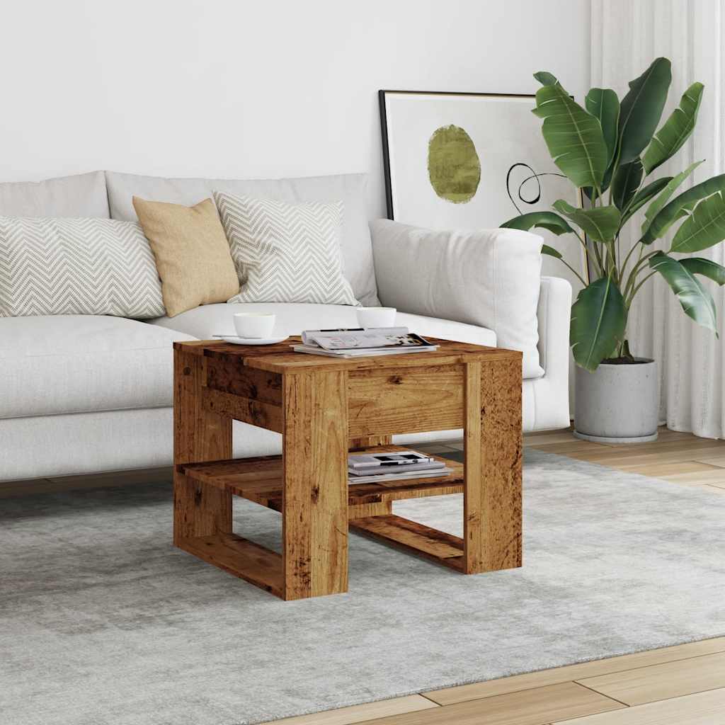 Salontafel 55,5x55x45 cm bewerkt hout oud houtkleurig is nu te koop bij PeponiXL, paradijselijk wonen!