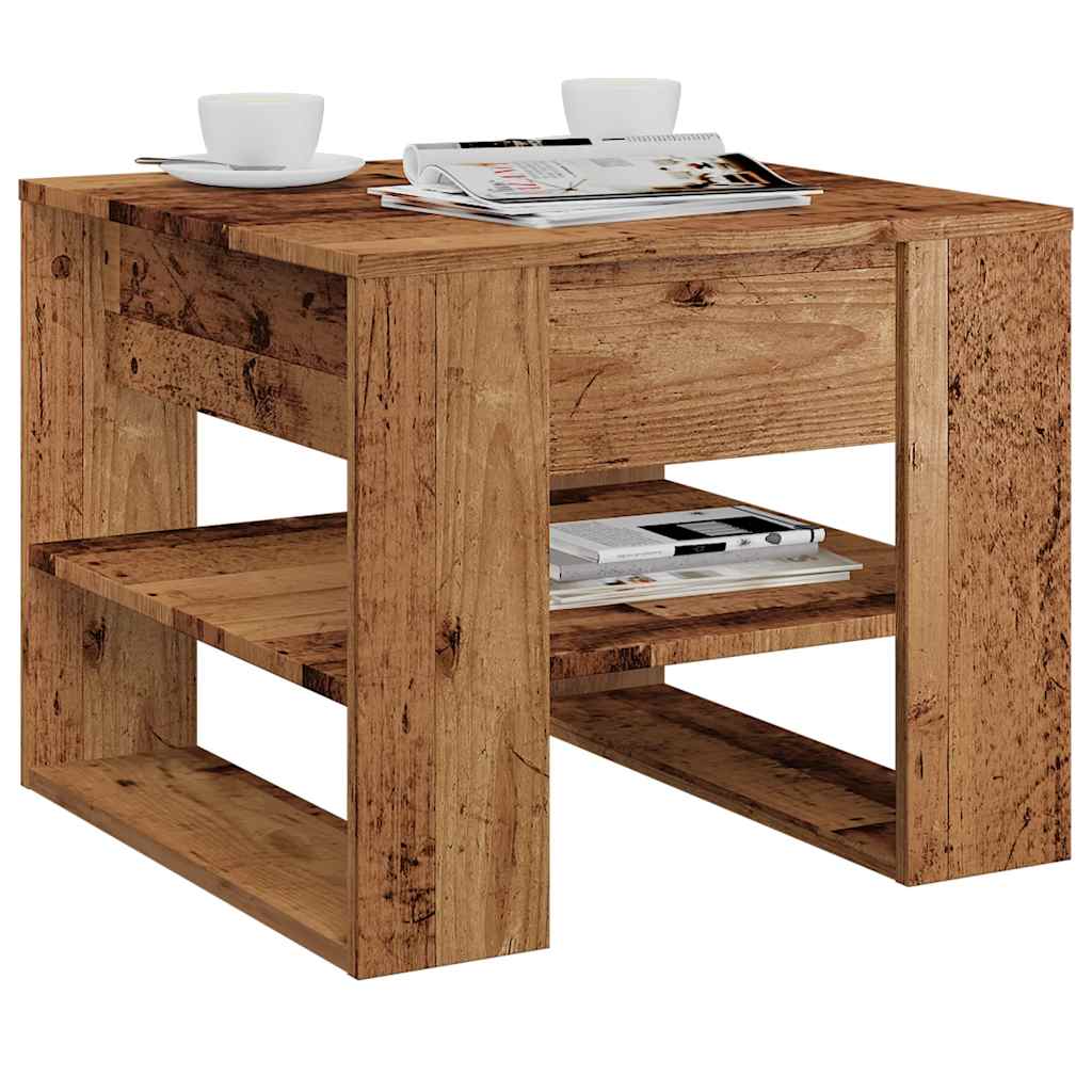 Salontafel 55,5x55x45 cm bewerkt hout oud houtkleurig is nu te koop bij PeponiXL, paradijselijk wonen!