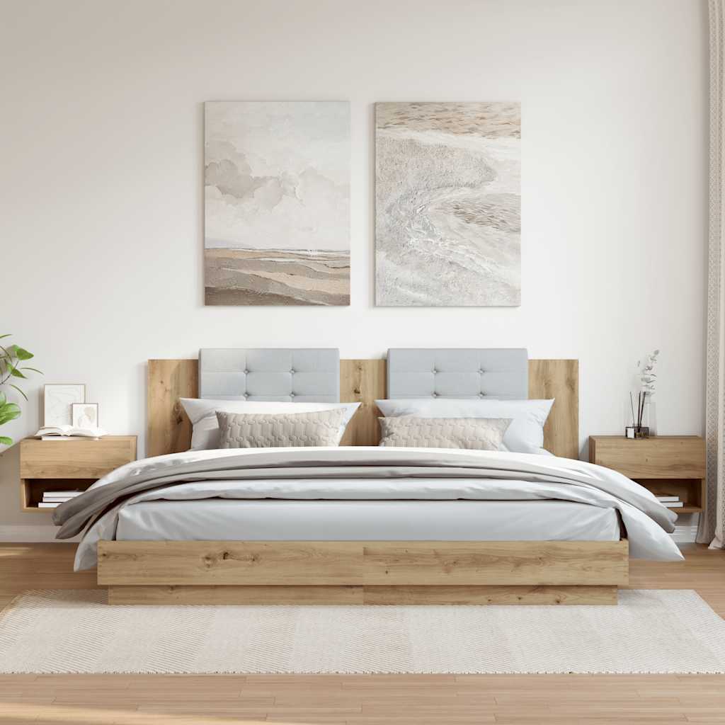 Nachtkastjes 2 st wandgemonteerd artisanaal eikenkleur is nu te koop bij PeponiXL, paradijselijk wonen!