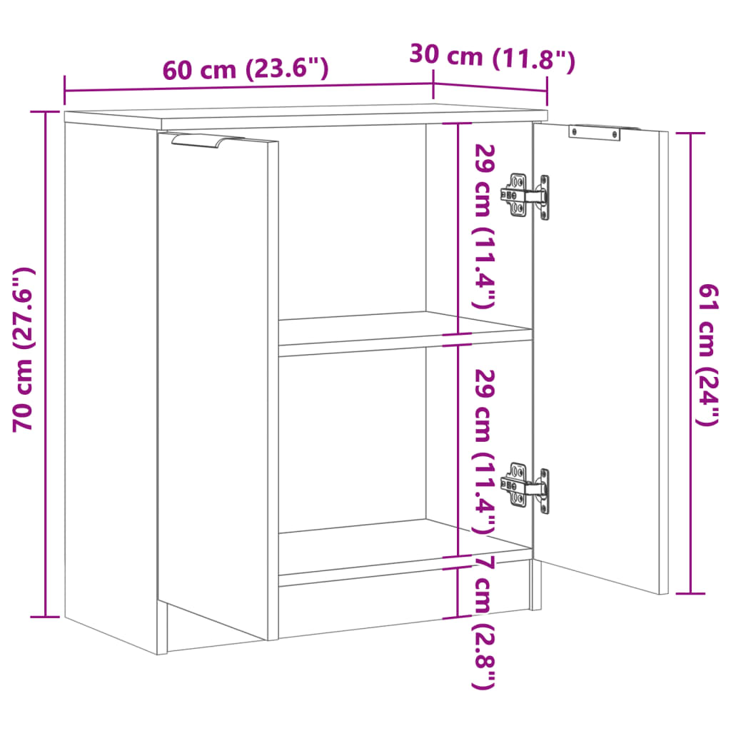 Dressoir 60x30x70 cm bewerkt hout oud houtkleurig is nu te koop bij PeponiXL, paradijselijk wonen!