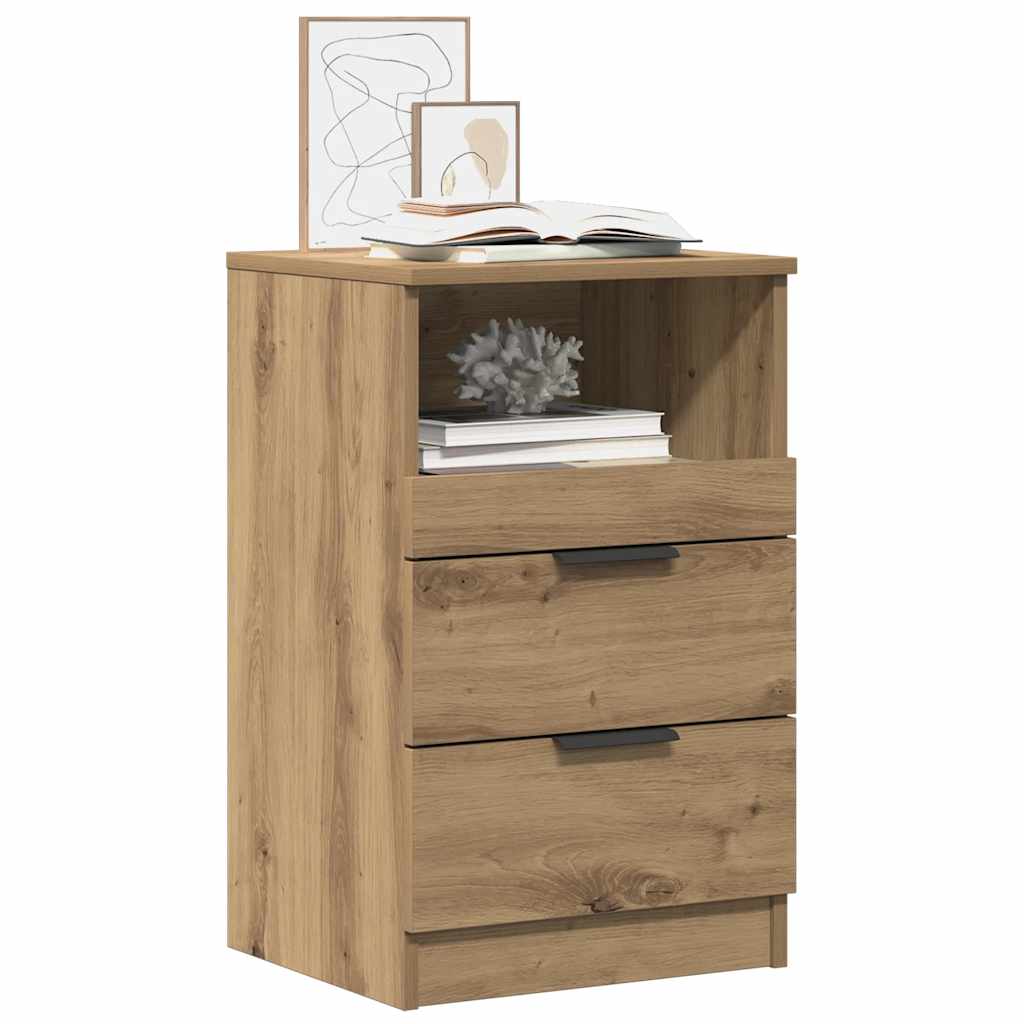 Nachtkastjes 2 st 40x36x65cm bewerkt hout artisanaal eikenkleur is nu te koop bij PeponiXL, paradijselijk wonen!