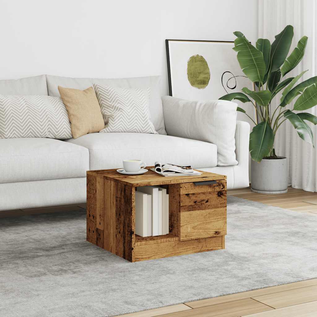 Salontafel 50x50x36 cm bewerkt hout oud houtkleurig is nu te koop bij PeponiXL, paradijselijk wonen!