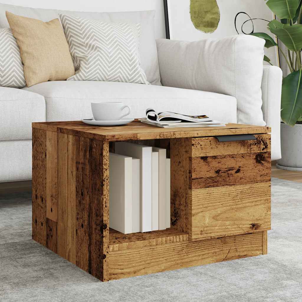 Salontafel 50x50x36 cm bewerkt hout oud houtkleurig is nu te koop bij PeponiXL, paradijselijk wonen!