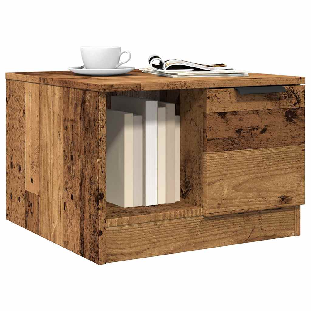 Salontafel 50x50x36 cm bewerkt hout oud houtkleurig is nu te koop bij PeponiXL, paradijselijk wonen!