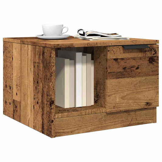 Salontafel 50x50x36 cm bewerkt hout oud houtkleurig is nu te koop bij PeponiXL, paradijselijk wonen!