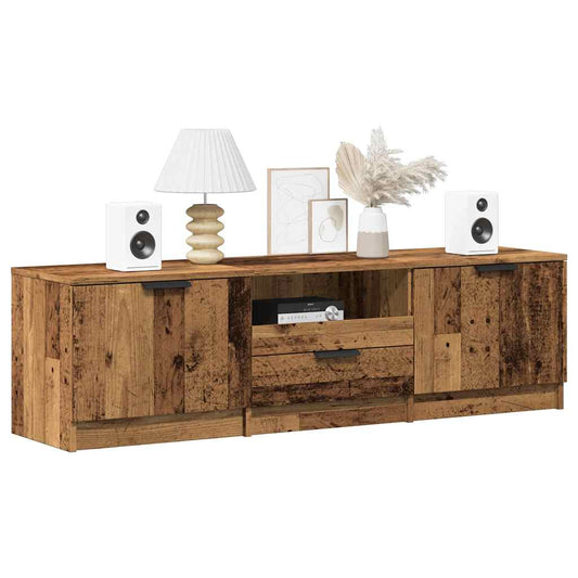 Tv-meubel 140x35x40 cm bewerkt hout oud houtkleurig is nu te koop bij PeponiXL, paradijselijk wonen!
