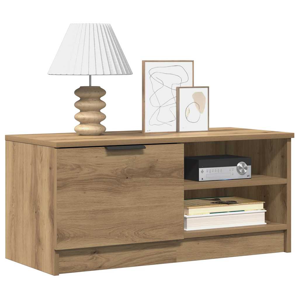 Tv-meubel 80x35x36,5 cm bewerkt hout artisanaal eikenkleur is nu te koop bij PeponiXL, paradijselijk wonen!