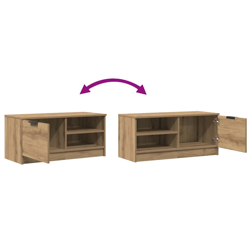 Tv-meubel 80x35x36,5 cm bewerkt hout artisanaal eikenkleur is nu te koop bij PeponiXL, paradijselijk wonen!