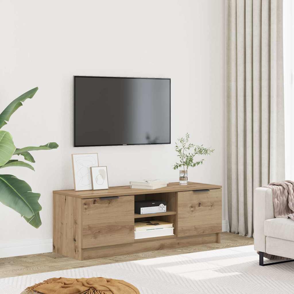 Tv-meubel 102x35x36,5 cm bewerkt hout artisanaal eikenkleur is nu te koop bij PeponiXL, paradijselijk wonen!