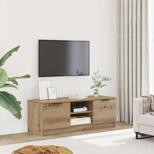 Tv-meubel 102x35x36,5 cm bewerkt hout artisanaal eikenkleur is nu te koop bij PeponiXL, paradijselijk wonen!