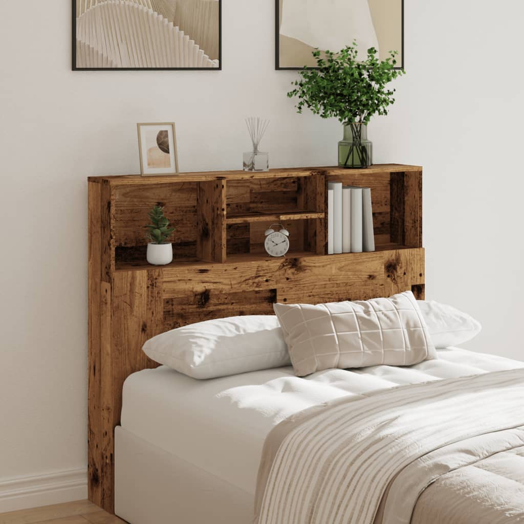 Hoofdbordkast 120x19x103,5 cm bewerkt hout oud houtkleurig is nu te koop bij PeponiXL, paradijselijk wonen!