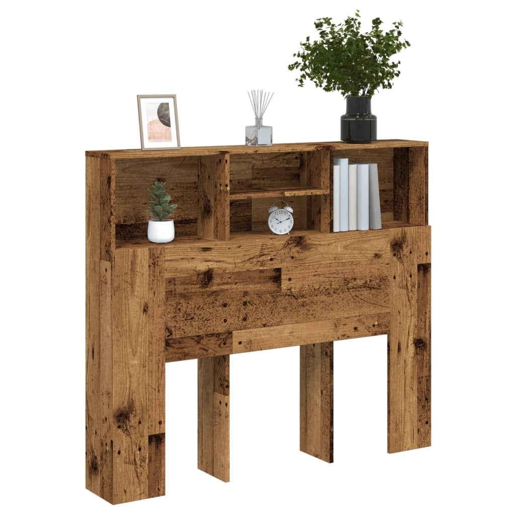 Hoofdbordkast 120x19x103,5 cm bewerkt hout oud houtkleurig is nu te koop bij PeponiXL, paradijselijk wonen!
