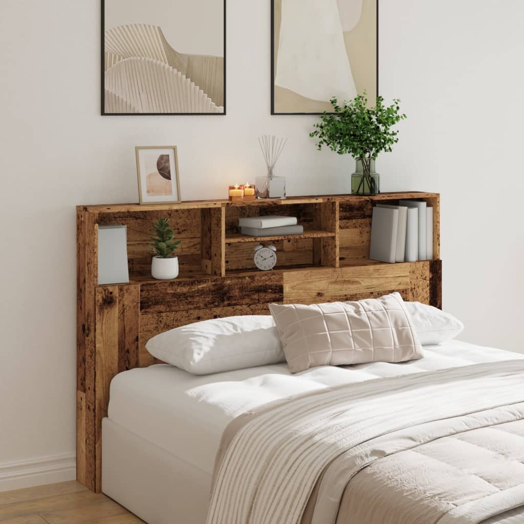 Hoofdbordkast 160x19x103,5 cm bewerkt hout oud houtkleurig is nu te koop bij PeponiXL, paradijselijk wonen!