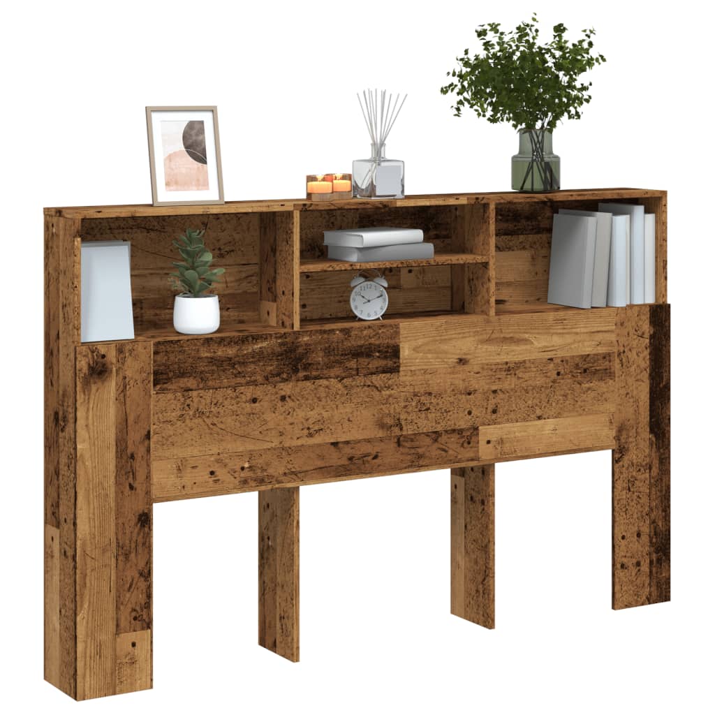 Hoofdbordkast 160x19x103,5 cm bewerkt hout oud houtkleurig is nu te koop bij PeponiXL, paradijselijk wonen!