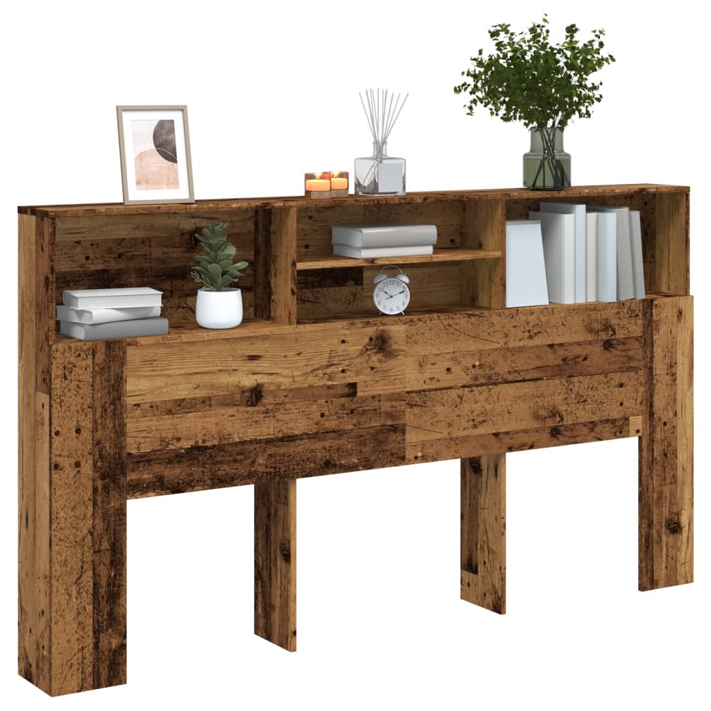 Hoofdbordkast 180x19x103,5 cm bewerkt hout oud houtkleurig is nu te koop bij PeponiXL, paradijselijk wonen!
