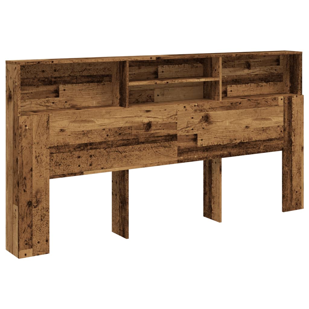 Hoofdbordkast 200x19x103,5 cm bewerkt hout oud houtkleurig is nu te koop bij PeponiXL, paradijselijk wonen!