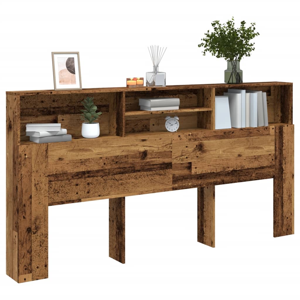 Hoofdbordkast 200x19x103,5 cm bewerkt hout oud houtkleurig is nu te koop bij PeponiXL, paradijselijk wonen!