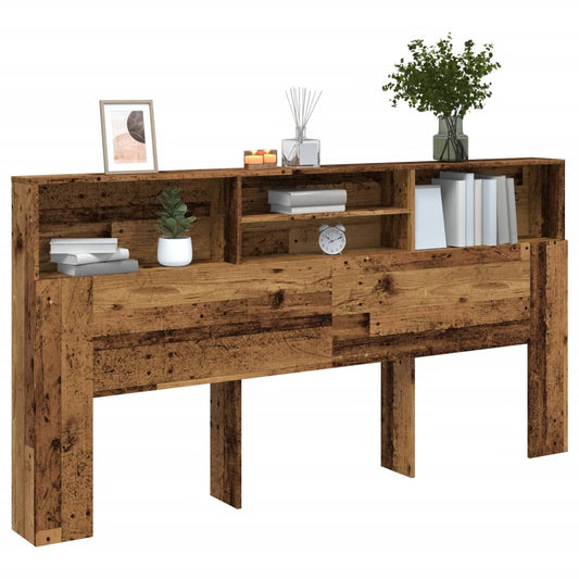 Hoofdbordkast 200x19x103,5 cm bewerkt hout oud houtkleurig is nu te koop bij PeponiXL, paradijselijk wonen!