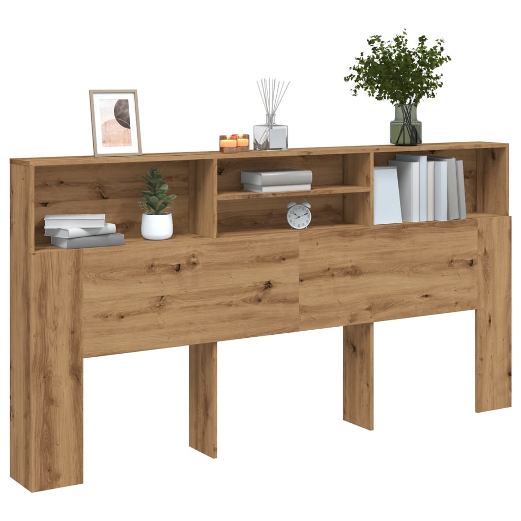 Hoofdbordkast 200x19x103,5 cm bewerkt hout artisanaal eiken is nu te koop bij PeponiXL, paradijselijk wonen!