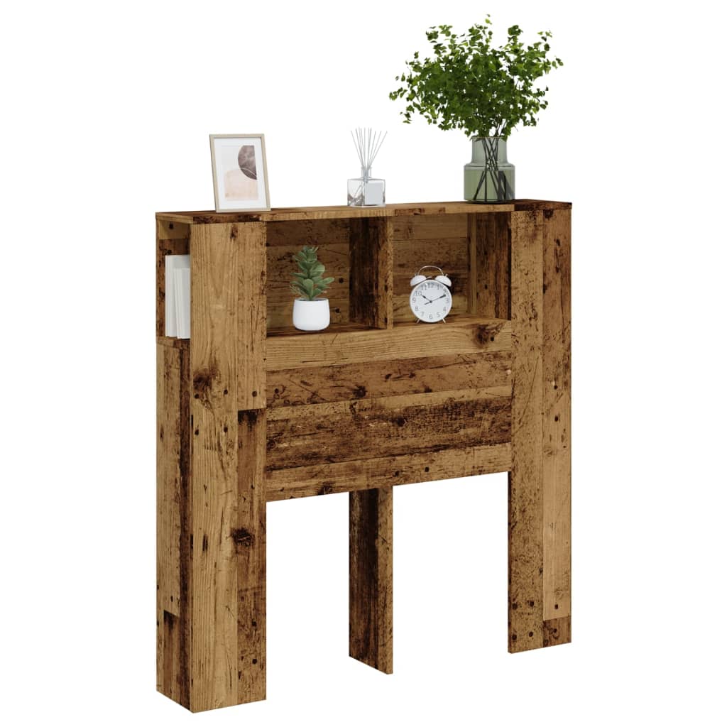 Hoofdbordkast 100x18,5x102,5 cm bewerkt hout oud houtkleurig is nu te koop bij PeponiXL, paradijselijk wonen!