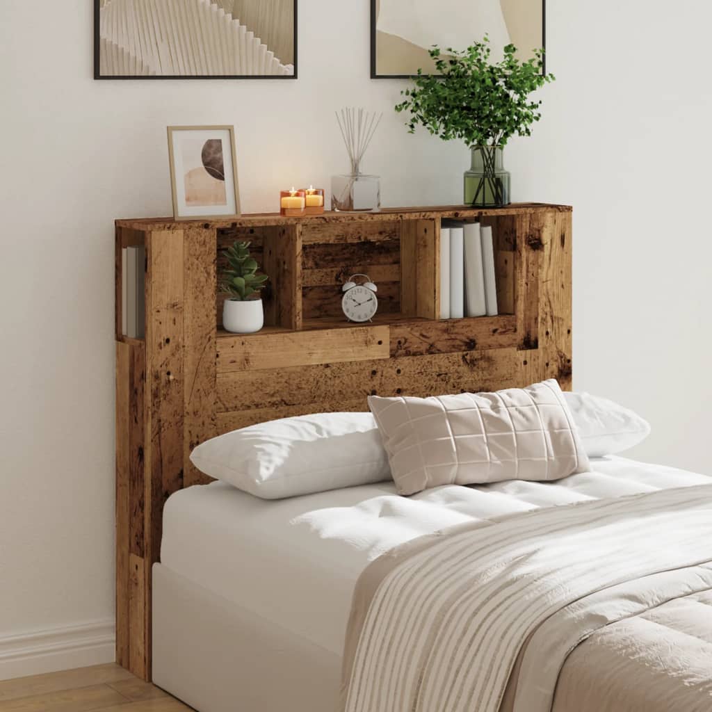 Hoofdbordkast 120x19x104,5 cm bewerkt hout oud houtkleurig is nu te koop bij PeponiXL, paradijselijk wonen!