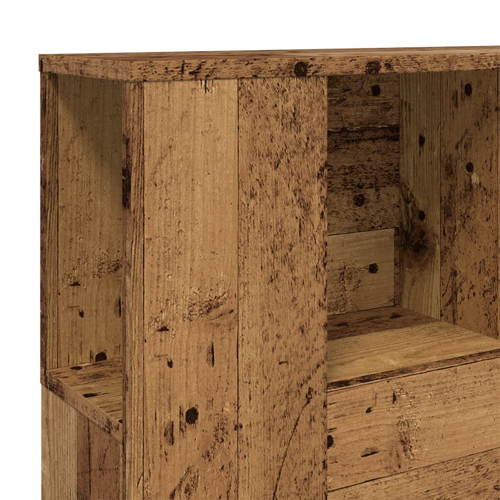 Hoofdbordkast 120x19x104,5 cm bewerkt hout oud houtkleurig is nu te koop bij PeponiXL, paradijselijk wonen!