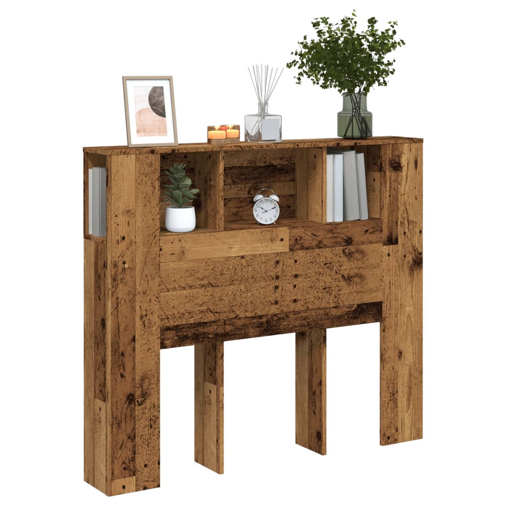 Hoofdbordkast 120x19x104,5 cm bewerkt hout oud houtkleurig is nu te koop bij PeponiXL, paradijselijk wonen!