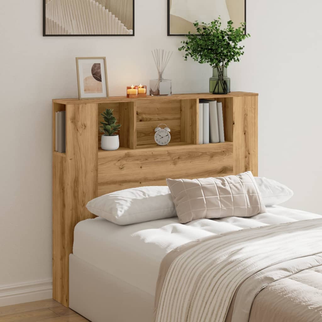 Hoofdbordkast 120x19x104,5cm bewerkt hout artisanaal eikenkleur is nu te koop bij PeponiXL, paradijselijk wonen!