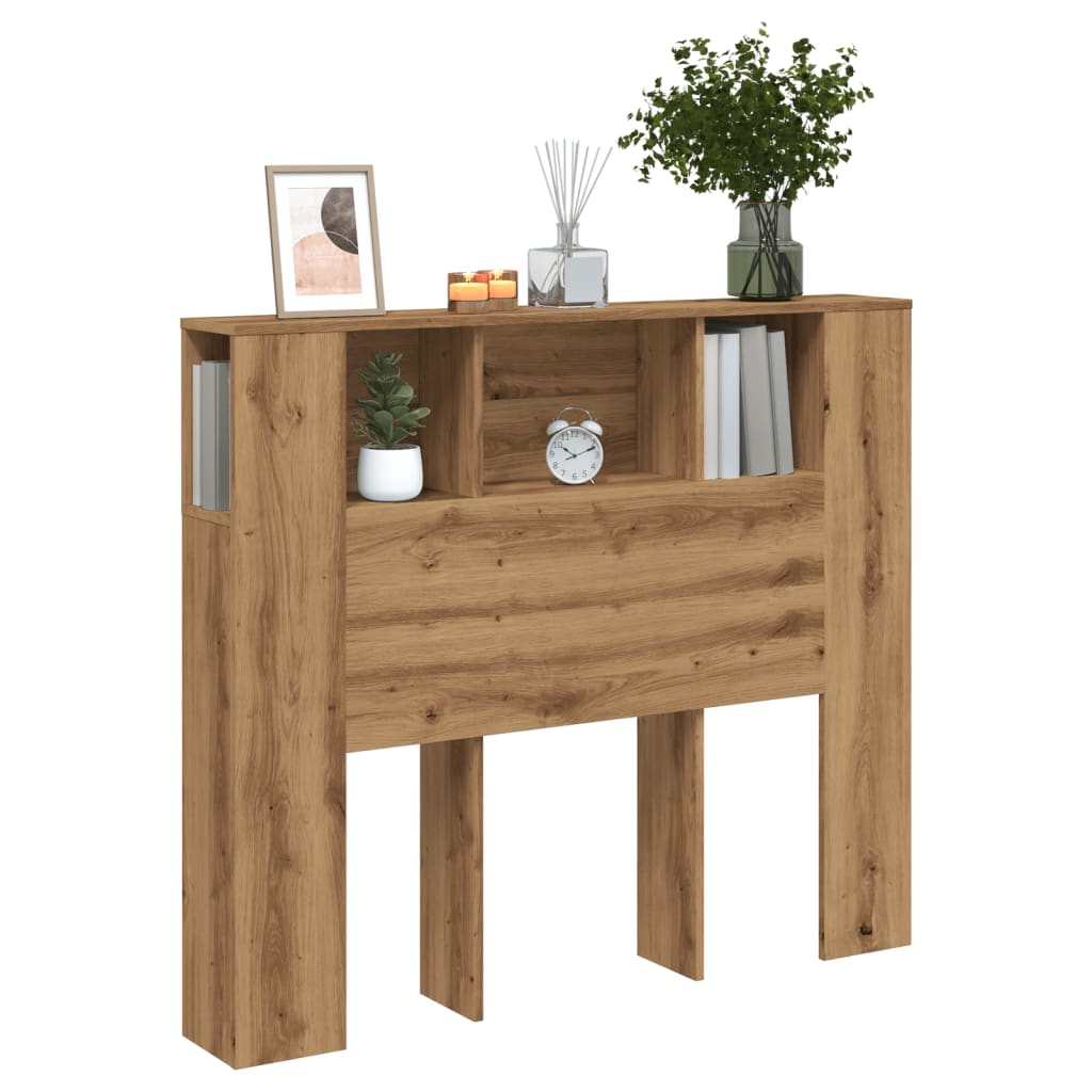 Hoofdbordkast 120x19x104,5cm bewerkt hout artisanaal eikenkleur is nu te koop bij PeponiXL, paradijselijk wonen!