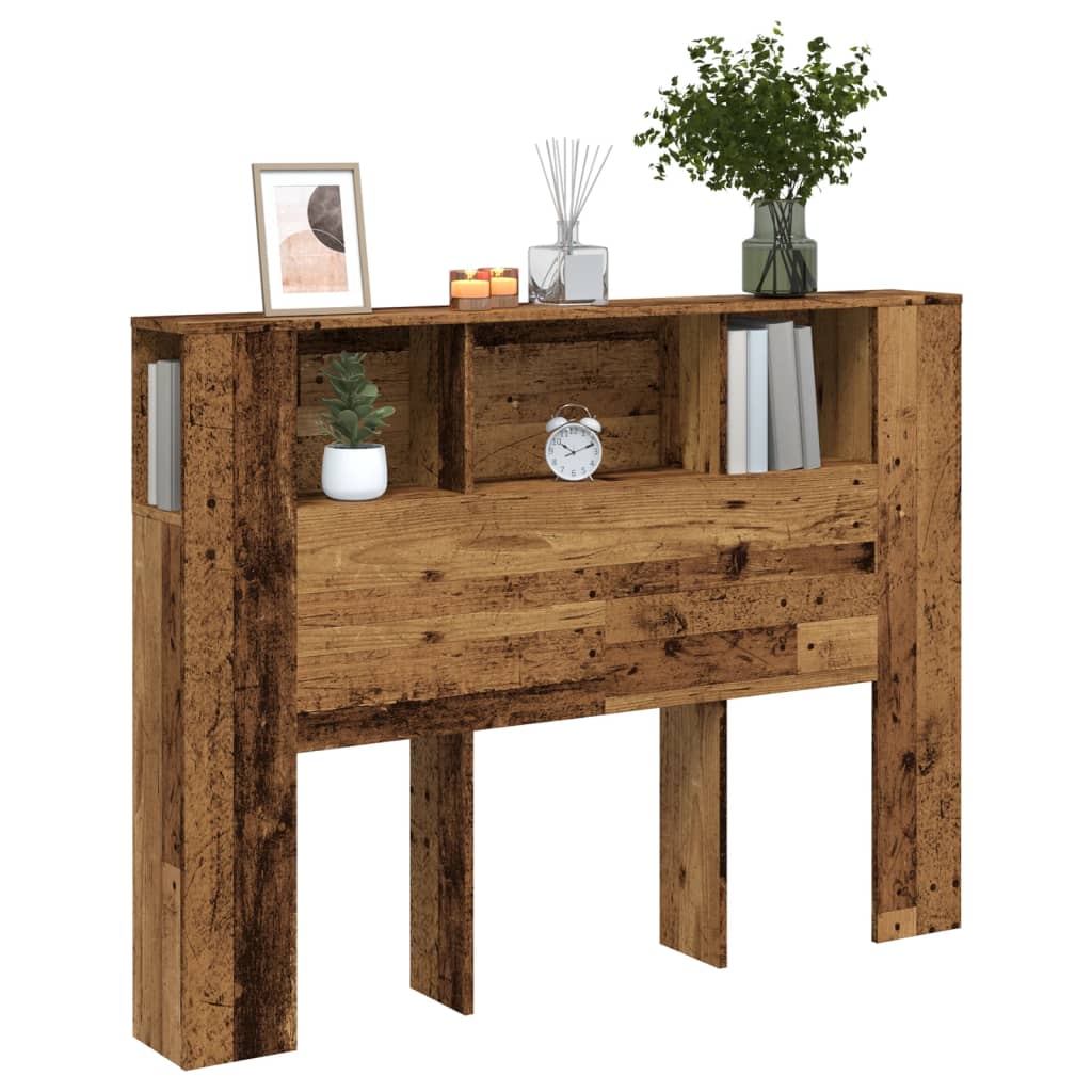 Hoofdbordkast 140x18,5x102,5 cm bewerkt hout oud houtkleurig is nu te koop bij PeponiXL, paradijselijk wonen!