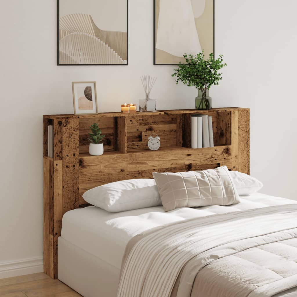Hoofdbordkast 160x18,5x103,5 cm bewerkt hout oud houtkleurig is nu te koop bij PeponiXL, paradijselijk wonen!