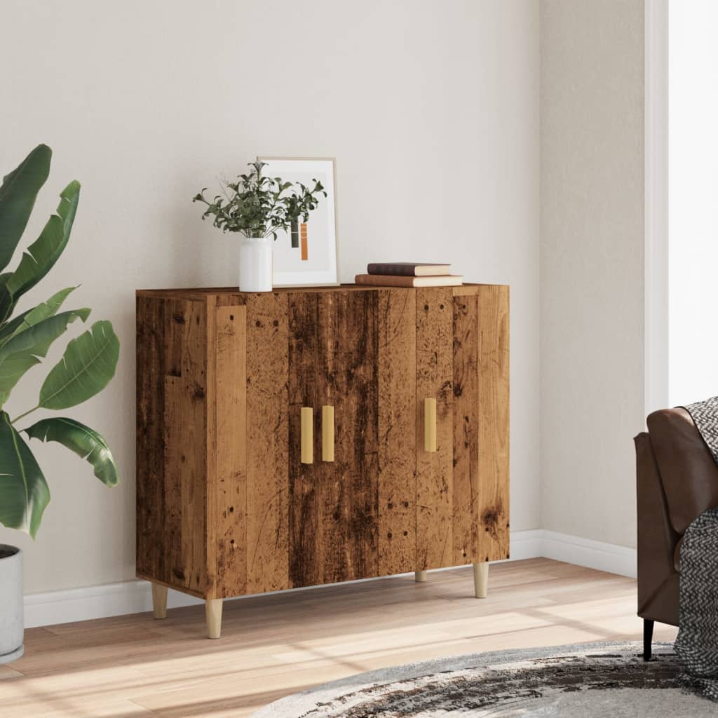Dressoir 90x34x80 cm bewerkt hout oud houtkleurig is nu te koop bij PeponiXL, paradijselijk wonen!