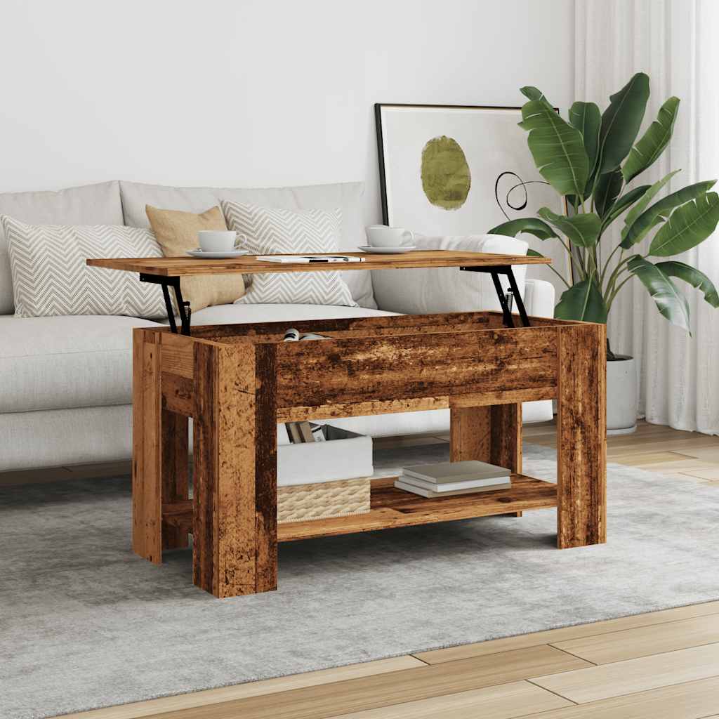 Salontafel 101x49x52 cm bewerkt hout oud houtkleurig is nu te koop bij PeponiXL, paradijselijk wonen!
