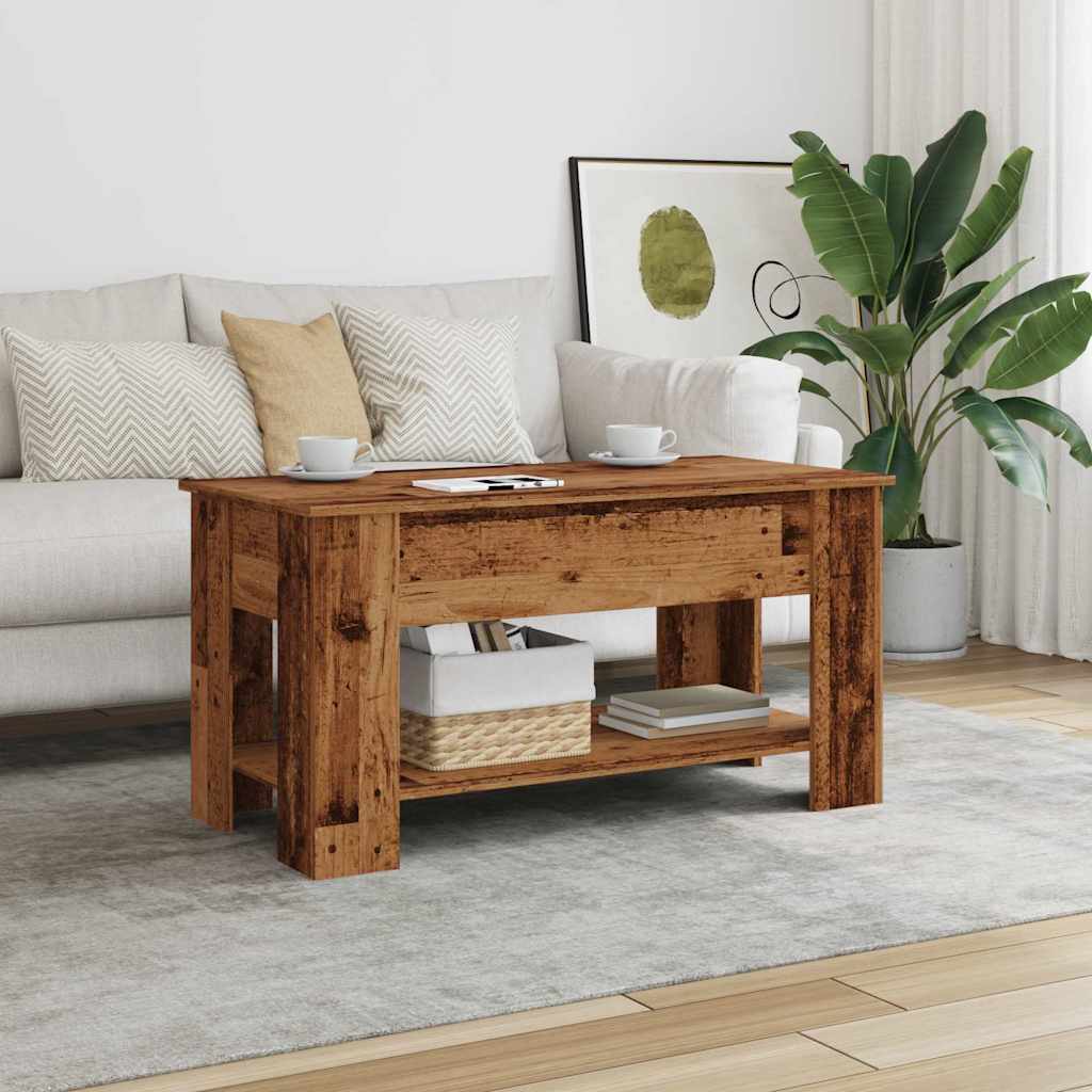 Salontafel 101x49x52 cm bewerkt hout oud houtkleurig is nu te koop bij PeponiXL, paradijselijk wonen!