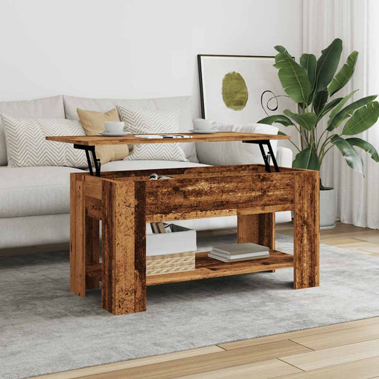 Salontafel 101x49x52 cm bewerkt hout oud houtkleurig is nu te koop bij PeponiXL, paradijselijk wonen!